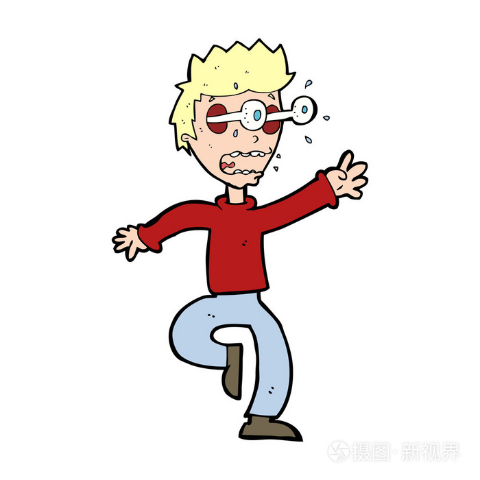 卡通吓坏了的男人用眼睛冒出来