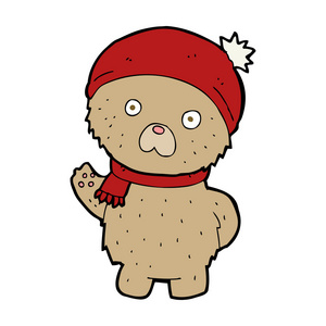 卡通玩具熊在冬天的帽子和围巾图片