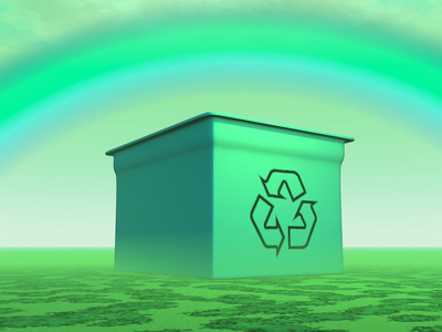 绿色回收垃圾桶3d 渲染