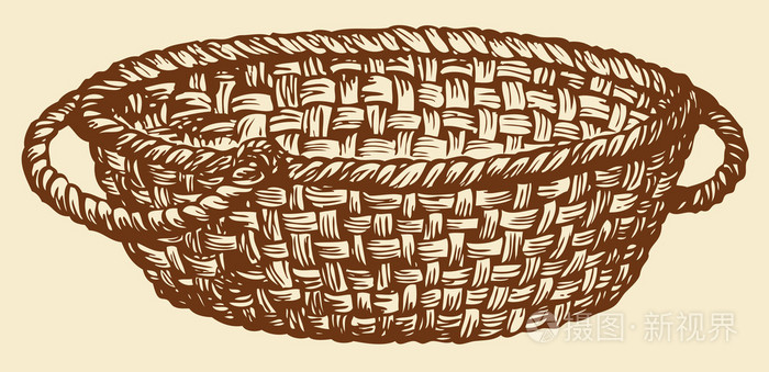 空的柳条篮子插画-正版商用图片1ec4ja-摄图新视界