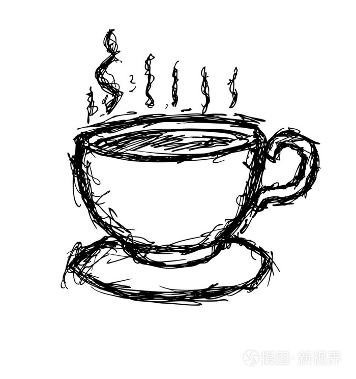 涂鸦风格粗略茶杯