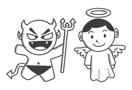 天使和魔鬼的卡通