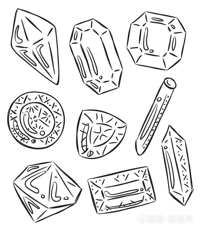 在各种形状的宝石一套