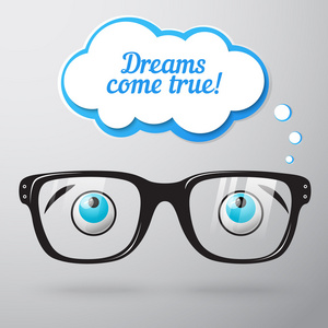 眼镜与眼睛做梦的概念