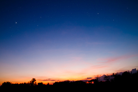 漆黑的夜空，有很多星星