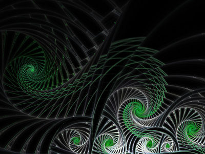 暗绿色的分形漩涡，数码艺术作品的平面创意设计