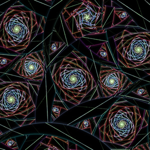 黑暗分形涡旋形图案，数码艺术作品的平面创意设计