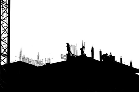 在令人惊叹的夕阳的塔吊剪影矢量概念现代城市建设建筑.