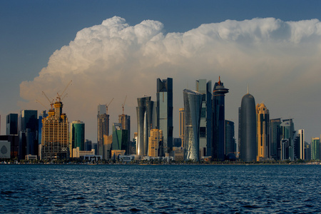 多哈，卡塔尔 资本的天际线千变万化