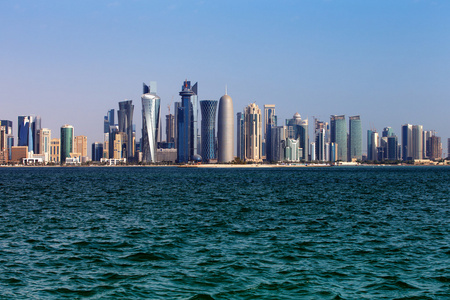 西湾城市天际线的多哈，卡塔尔