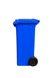 大蓝色垃圾桶侧视图