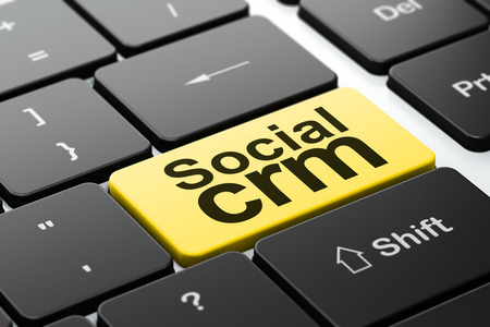 经营理念 计算机键盘背景上的社交型 crm