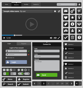 黑色 web 设计元素集