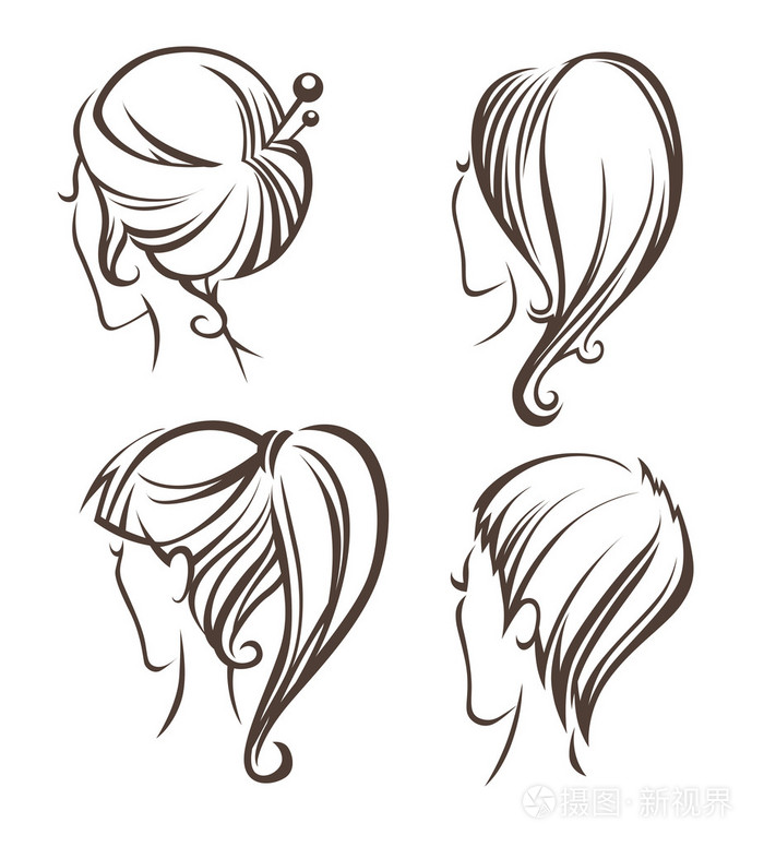 妇女头部图像和背面的发型
