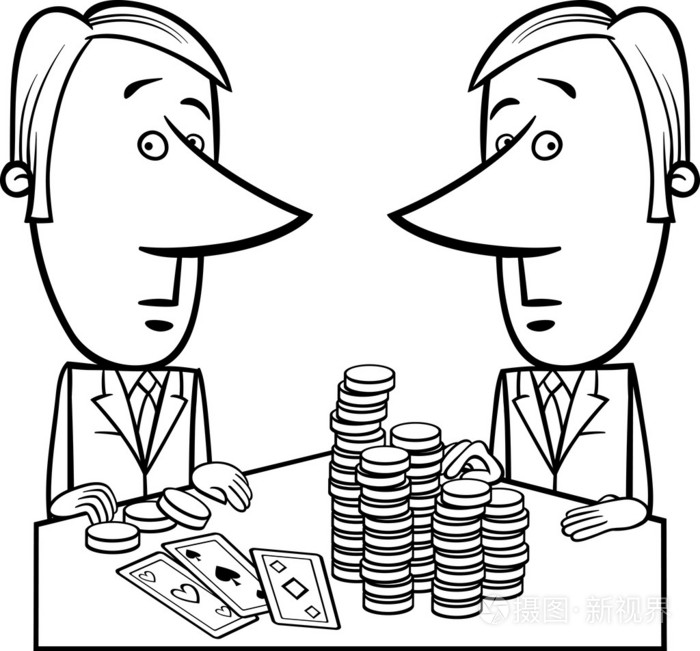 玩扑克卡通的商人插画-正版商用图片1ed4rm-摄图新视界