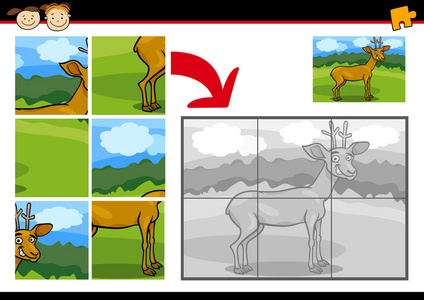 卡通鹿拼图益智游戏