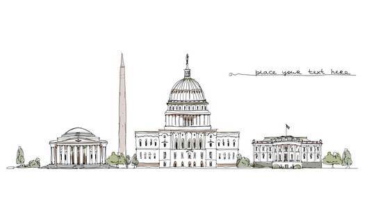 华盛顿 (标志性建筑物) 背景手绘照片