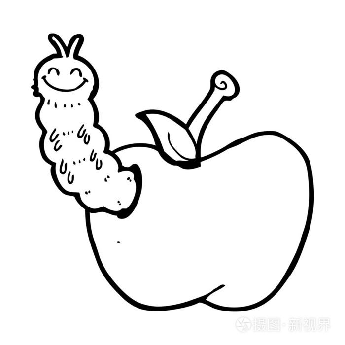 卡通虫子吃苹果