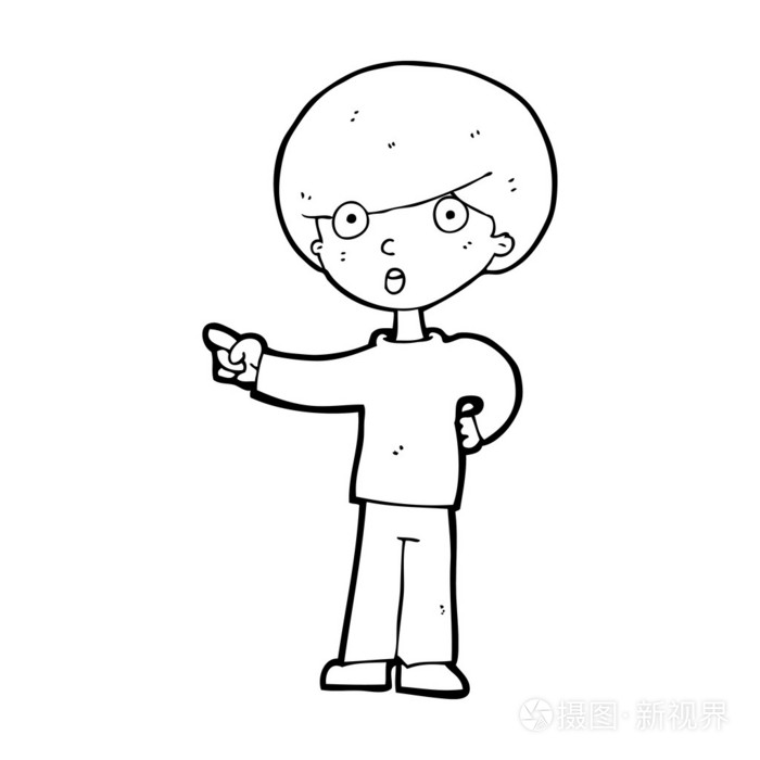 卡通指点男孩插画-正版商用图片1eddaf-摄图新视界