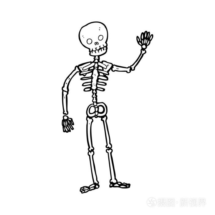 卡通挥舞着骨架