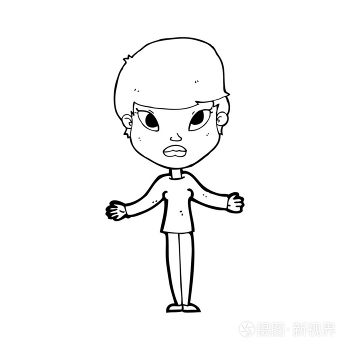卡通女人耸耸肩膀