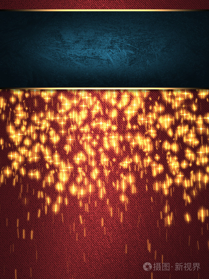 闪烁的七彩灯光在红色背景与蓝色的铭牌上