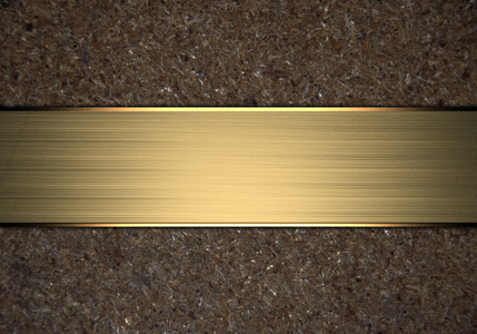 金色吊板胶合板的背景下,与中间的金色铭牌照片