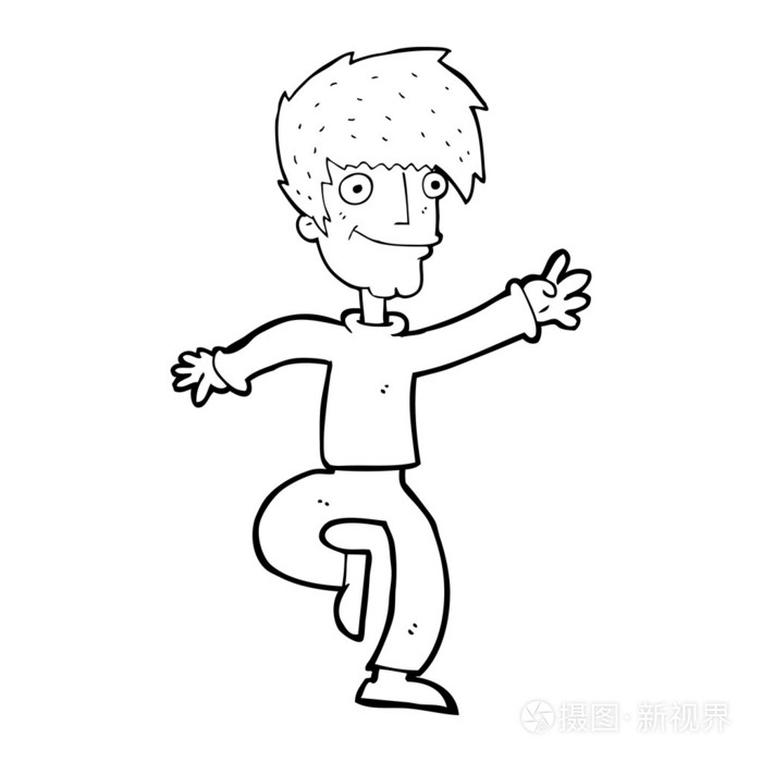 卡通快乐的男人跳舞插画-正版商用图片1edesv-摄图新视界
