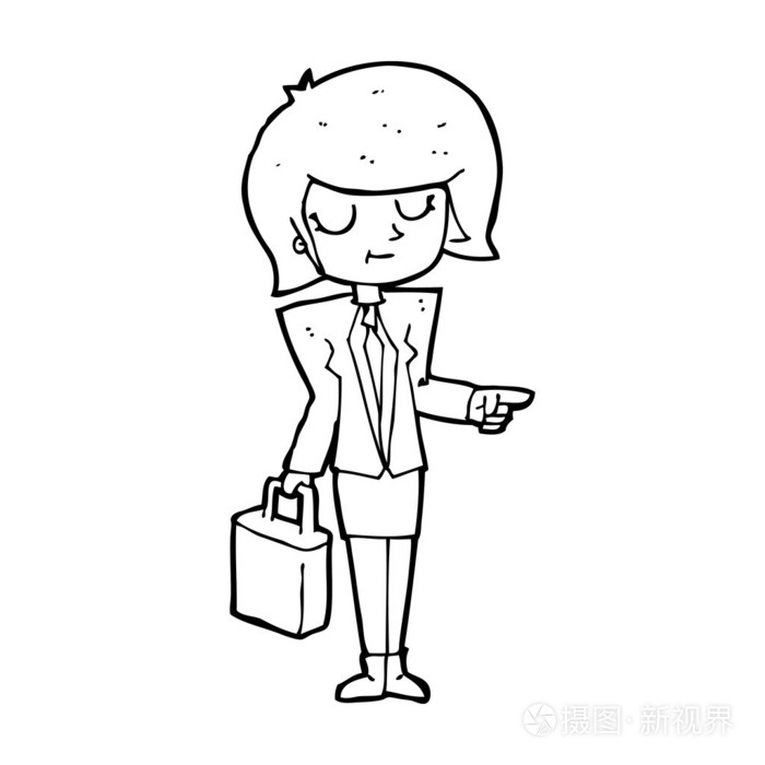 指向的卡通女商人插画-正版商用图片1edfgk-摄图新视界