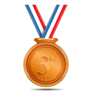 亚军奖杯铜牌第三位置矢量图标照片