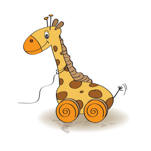 与可爱的长颈鹿玩具婴儿洗澡卡