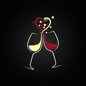 红色和白色的酒爱概念设计背景