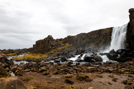 oxarafoss 瀑布，辛格韦德利国家公园冰岛