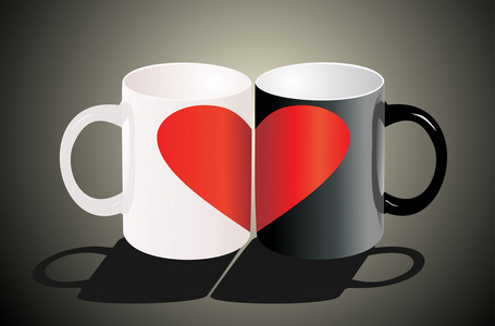 两个杯子，一颗心。爱的概念