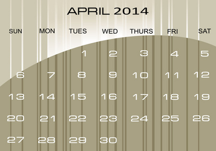 2014 年 4 月的日历