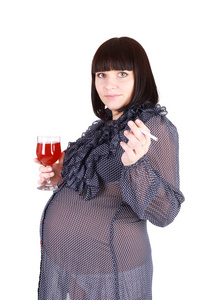 酒和烟的孕妇