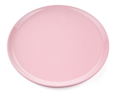 粉红色的空盘子，在白色背景上