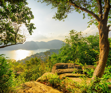 海面的夏天日落景色