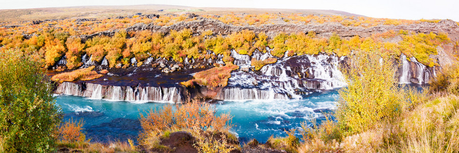 hraunfossar 瀑布冰岛