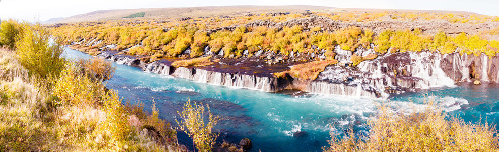 hraunfossar 瀑布冰岛