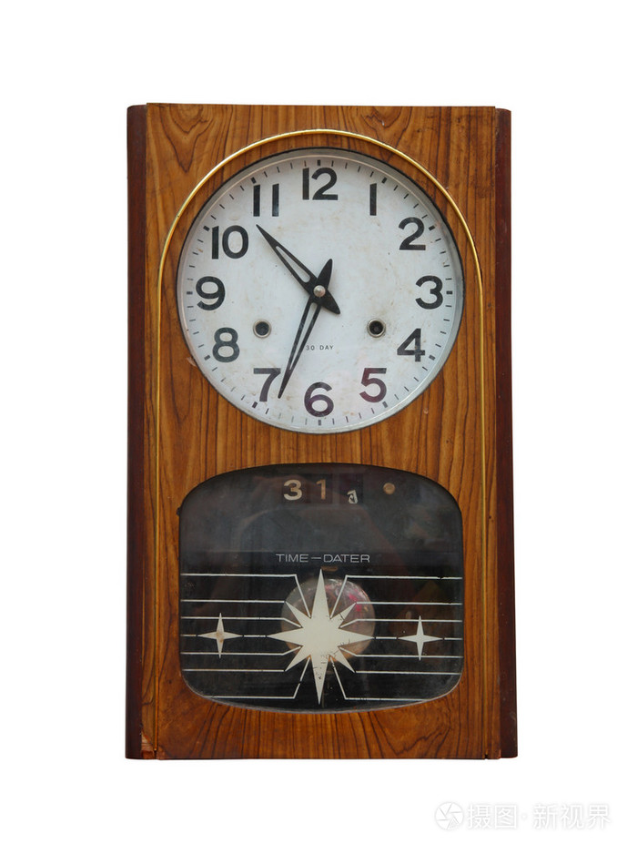 孤立在白色背景上的老式时钟