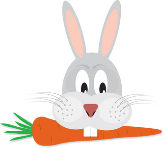 卡通兔子吃萝卜图片