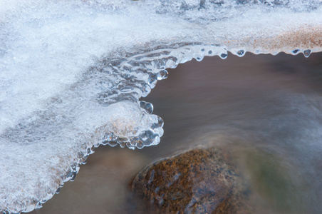 河冰。在冬天的河