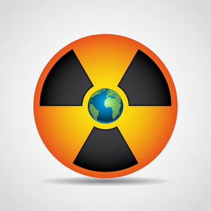 核辐射符号台球上的核辐射标志核辐射符号设置与地球隔离在灰色的背景