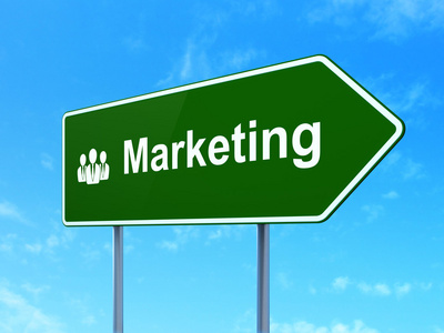 广告的概念 路上的市场营销和业务人签名背景