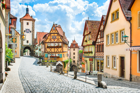 德国罗腾堡 ob der 堡 行政区 巴伐利亚的中世纪城镇