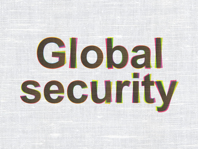 安全概念 全球安全对织物纹理背景