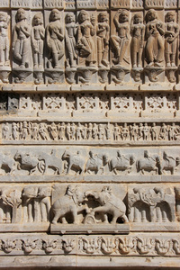 雕刻装饰，杰格迪什寺，乌代布尔印度
