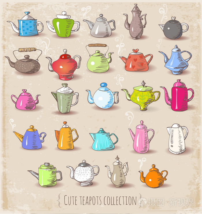 可爱的沸腾茶壶插画-正版商用图片1efijk-摄图新视界