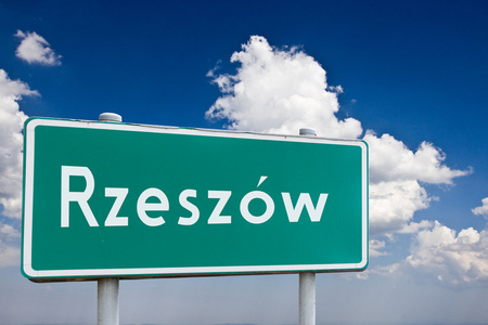 Sign entrance to the city Rzeszw in Poland